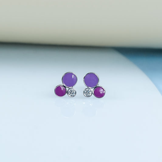 Cute Purple Enamel Earring For Toddler