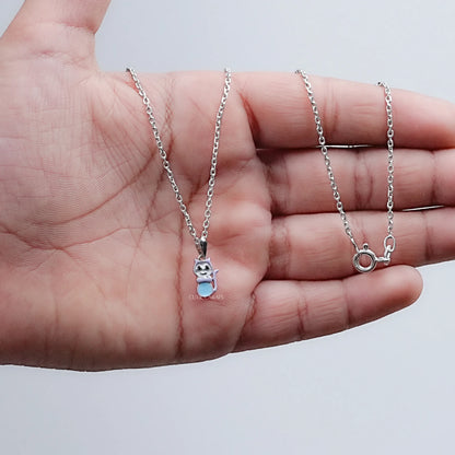 Black Round Diamond Cat Shape Baby Pendant