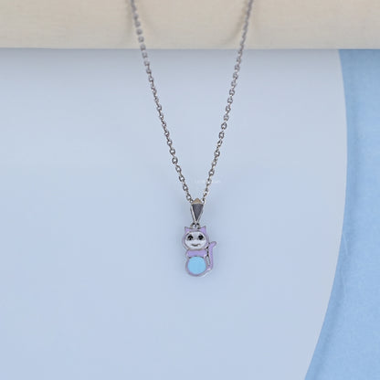 Black Round Diamond Cat Shape Baby Pendant