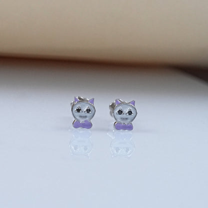 Cat Shape Enamel Stud For Kids