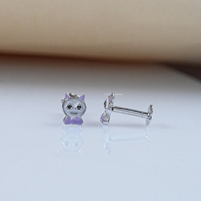 Cat Shape Enamel Stud For Kids