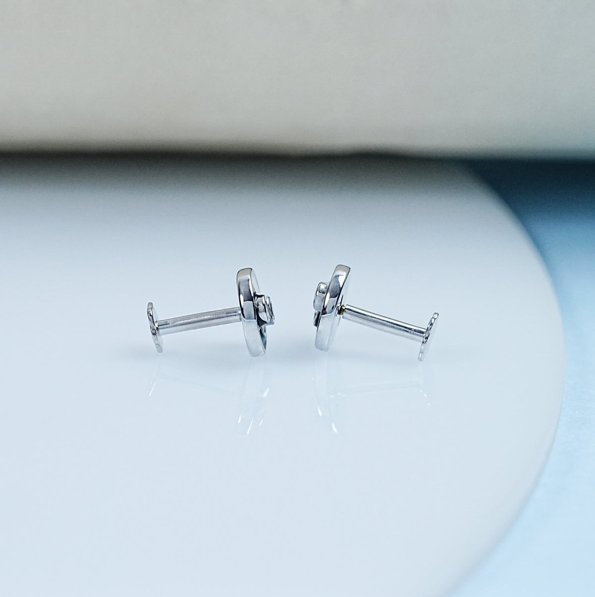 Yin Yang Round Diamond Enamel Stud