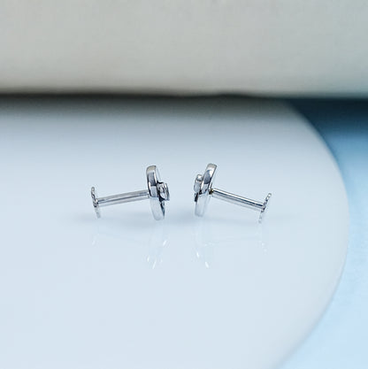 Yin Yang Round Diamond Enamel Stud