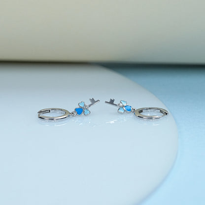 Charming Enamel Heart Shape Key Hoop Earrings