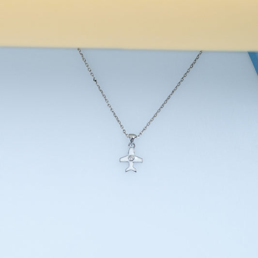 Round Cut Lab Grown Diamond Airplane Pendant