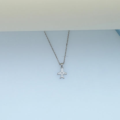 Round Cut Lab Grown Diamond Airplane Pendant