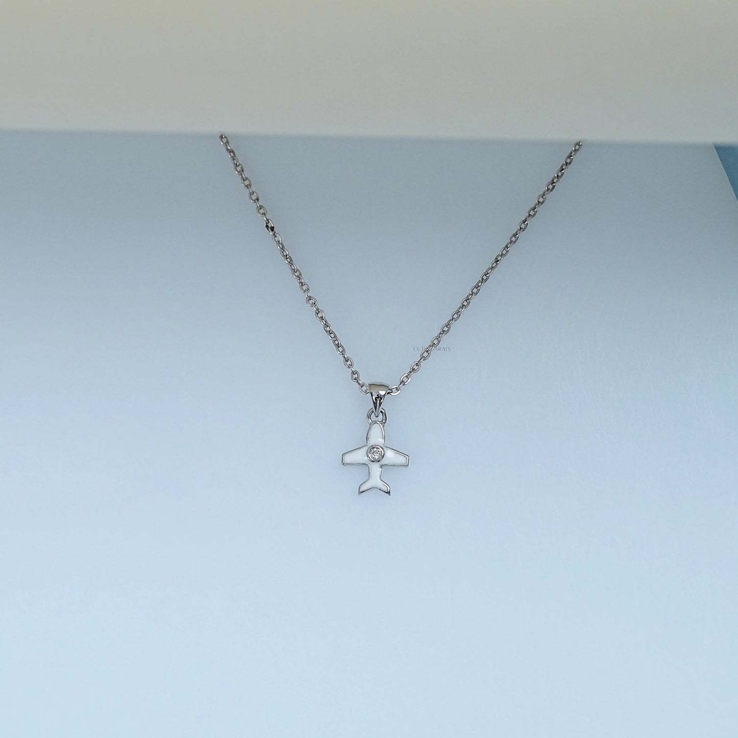 Round Cut Lab Grown Diamond Airplane Pendant