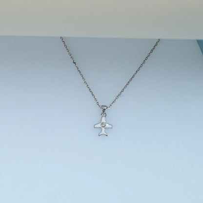 Round Cut Lab Grown Diamond Airplane Pendant