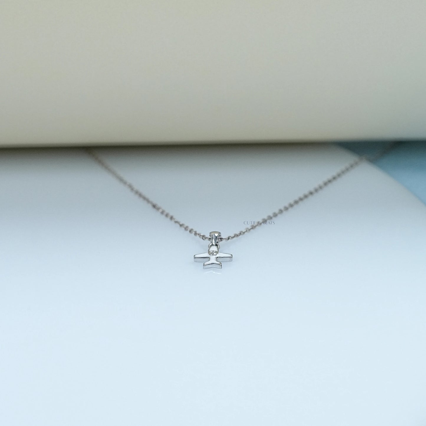Round Cut Lab Grown Diamond Airplane Pendant