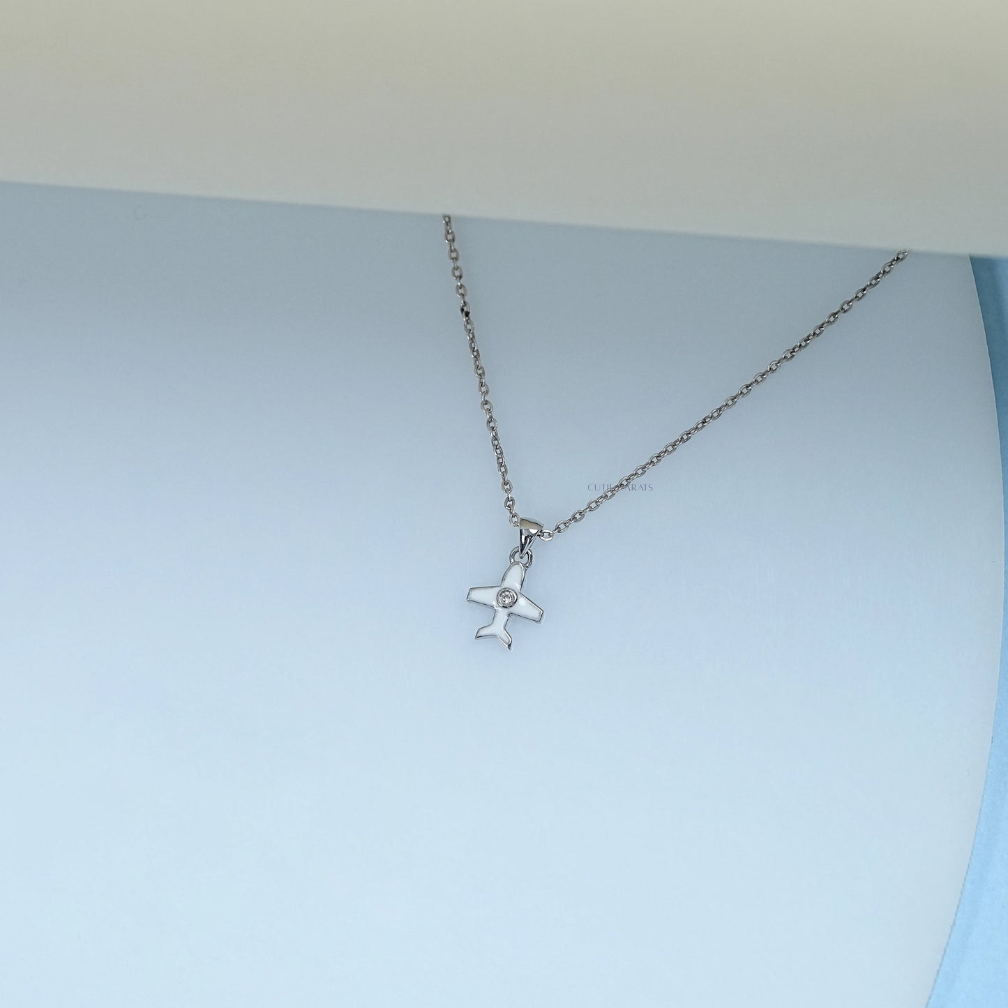 Round Cut Lab Grown Diamond Airplane Pendant