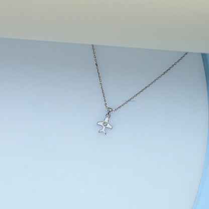 Round Cut Lab Grown Diamond Airplane Pendant