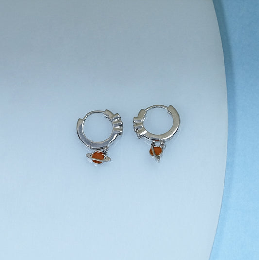Enamel Baby Hoop Saturn Earrings