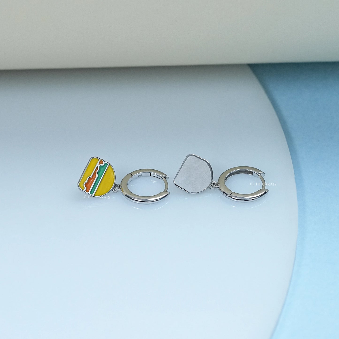 Yellow Enamel Huggie Hoop Earrings