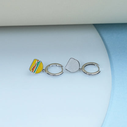 Yellow Enamel Huggie Hoop Earrings