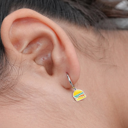 Yellow Enamel Huggie Hoop Earrings