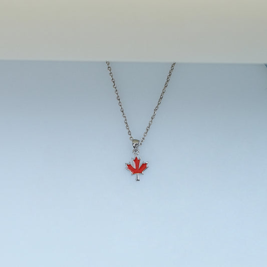 Red Enamel Maple Leaf Baby Pendant