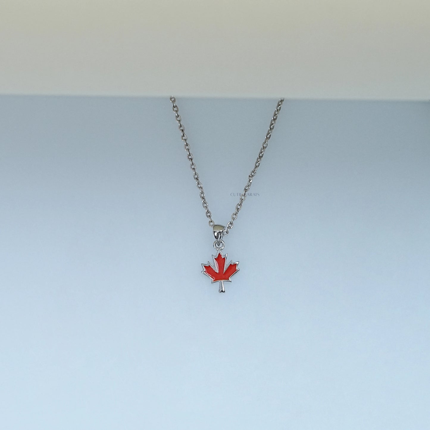 Red Enamel Maple Leaf Baby Pendant