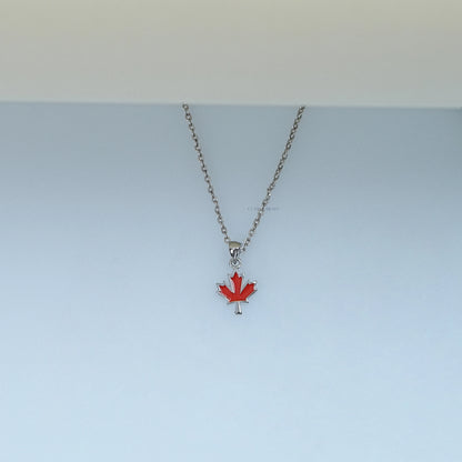 Red Enamel Maple Leaf Baby Pendant