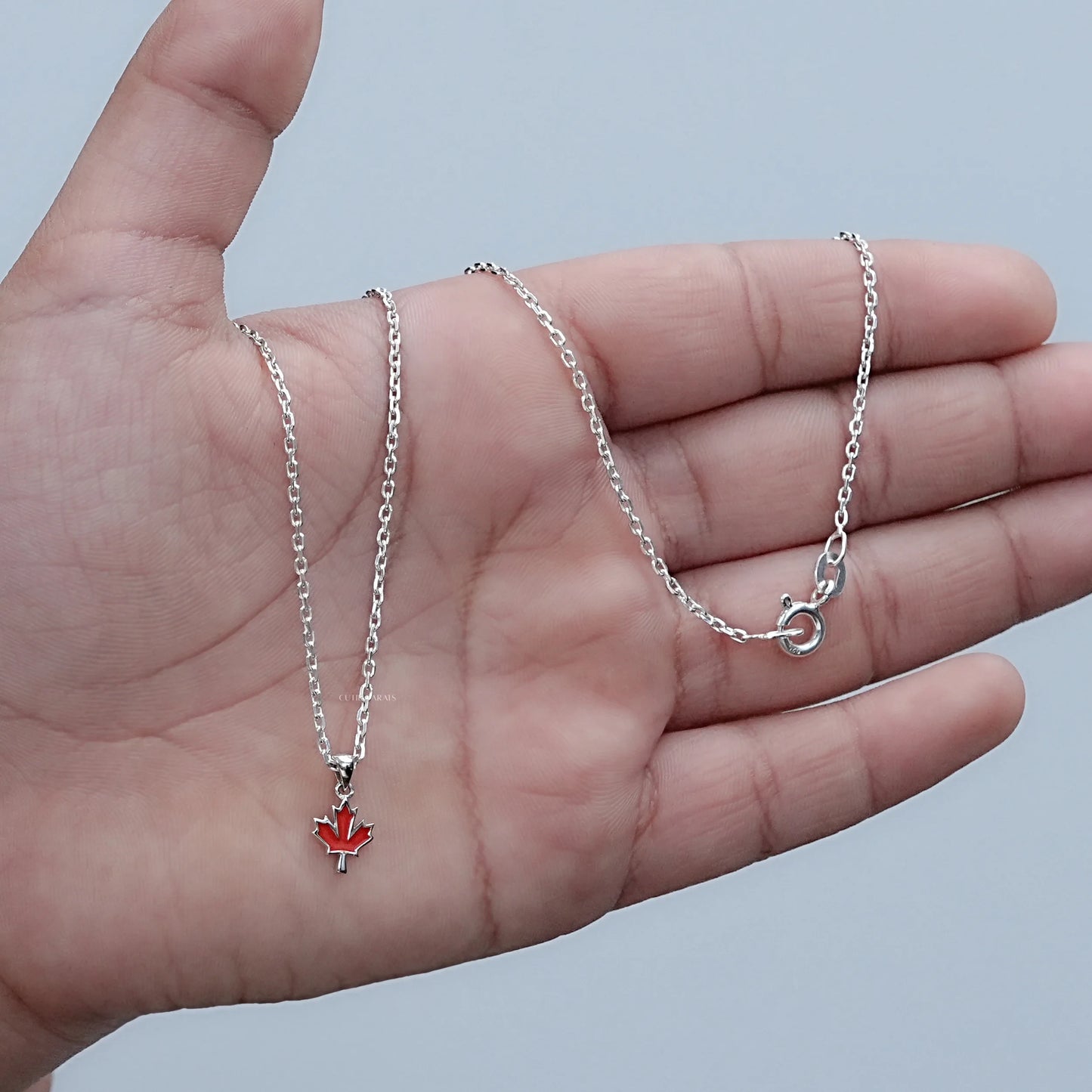 Red Enamel Maple Leaf Baby Pendant
