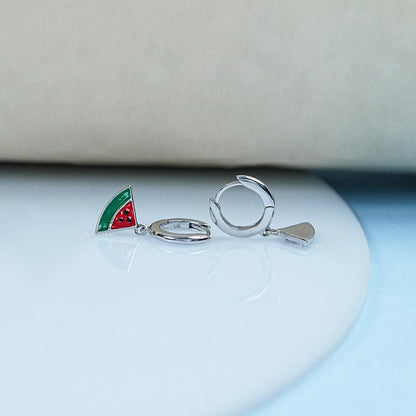 Watermelon Charm Huggie Hoop Earrings