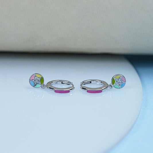 Enamel Star Shape Baby Hoop Earrings