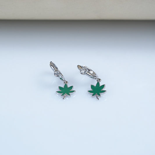 Enamel Tree Shape Hoop Earring