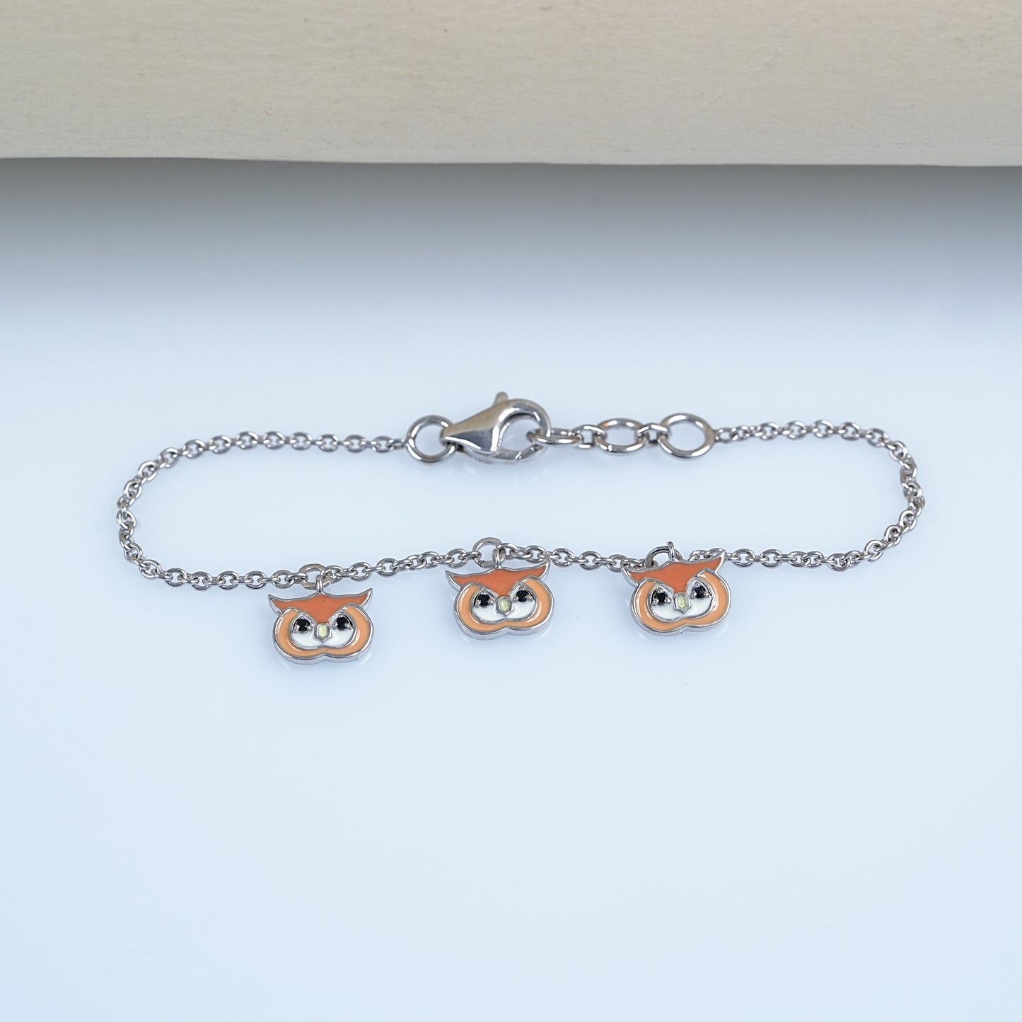 Color Enamel Owl Shape Charm Bracelet
