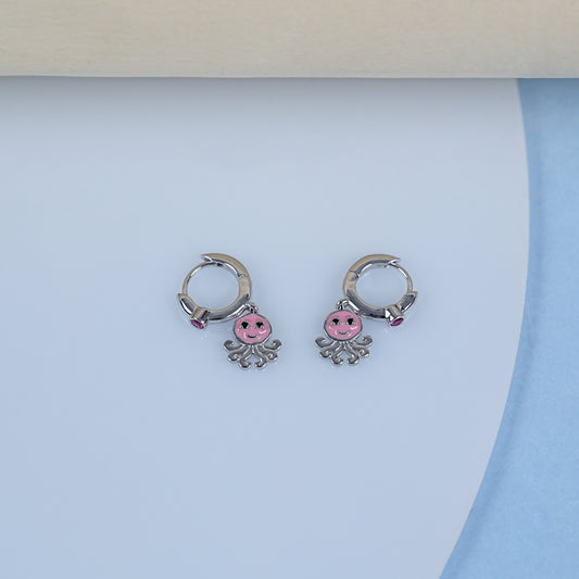 Round Cut Diamond Octopus Shape Hoop Earrings