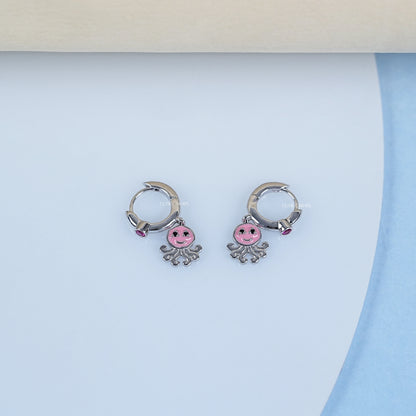 Round Cut Diamond Octopus Shape Hoop Earrings