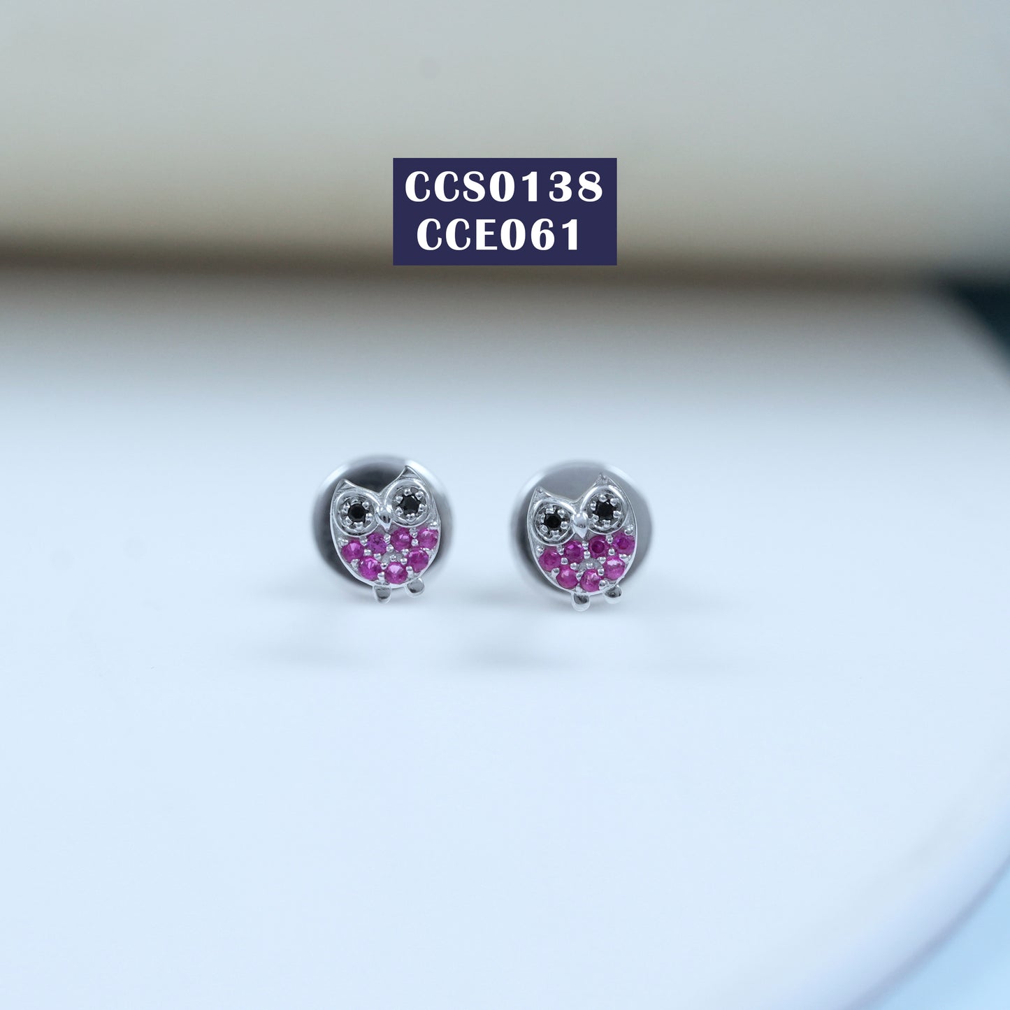 Owl Shape Gemstone Stud Earrings