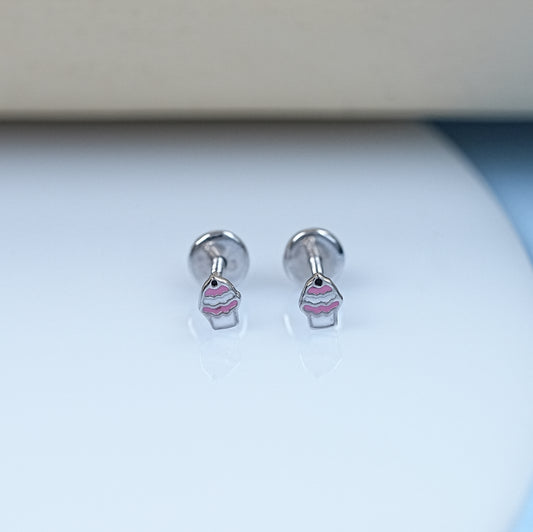 Round cut Lab Grown Diamond Enamel Earring