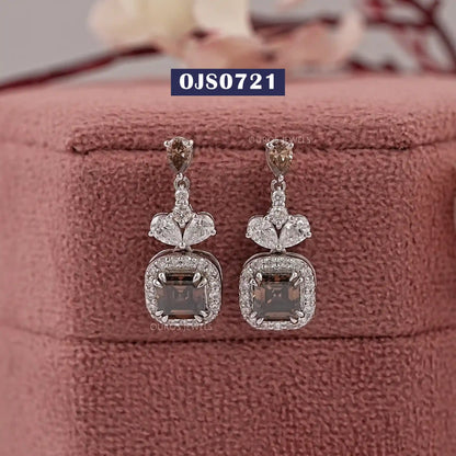 Chocolate Asscher Cut Lab Grown Diamond Earring