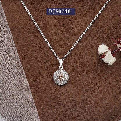 Chocolate Round Cut Halo Diamond Pendant
