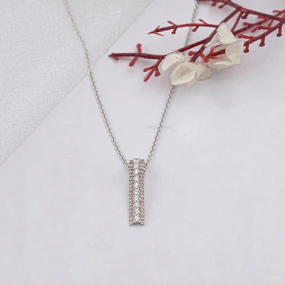 Line Bar Chocolate Round Cut Pendant
