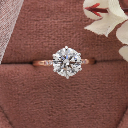 2.55 CT Round Diamond Solitaire Accent Engagement Ring