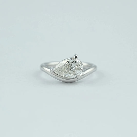 Pear Lab Diamond Curved Solitaire Ring
