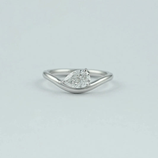 Pear Diamond Curved Engagement Ring