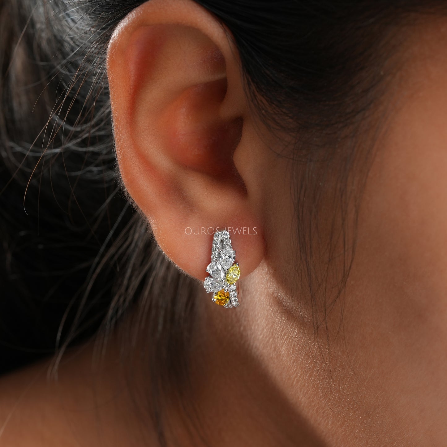 Multi  Shape Pear & Round Cut Earrings