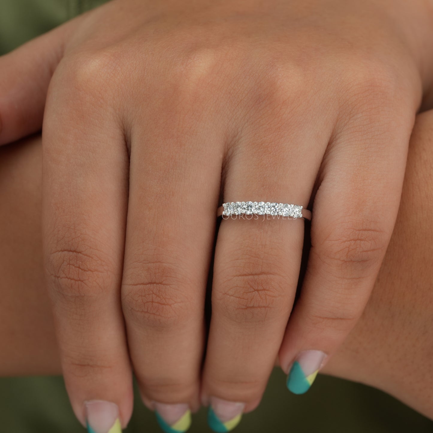 7 Stone Round  Cut Lab Diamond  Ring