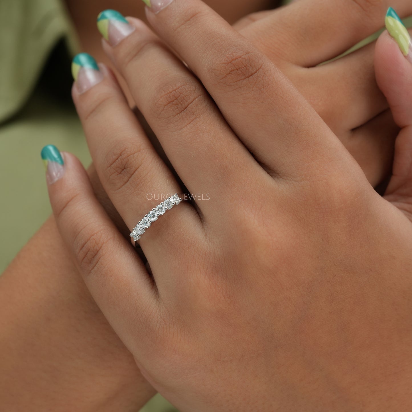 7 Stone Round  Cut Lab Diamond  Ring