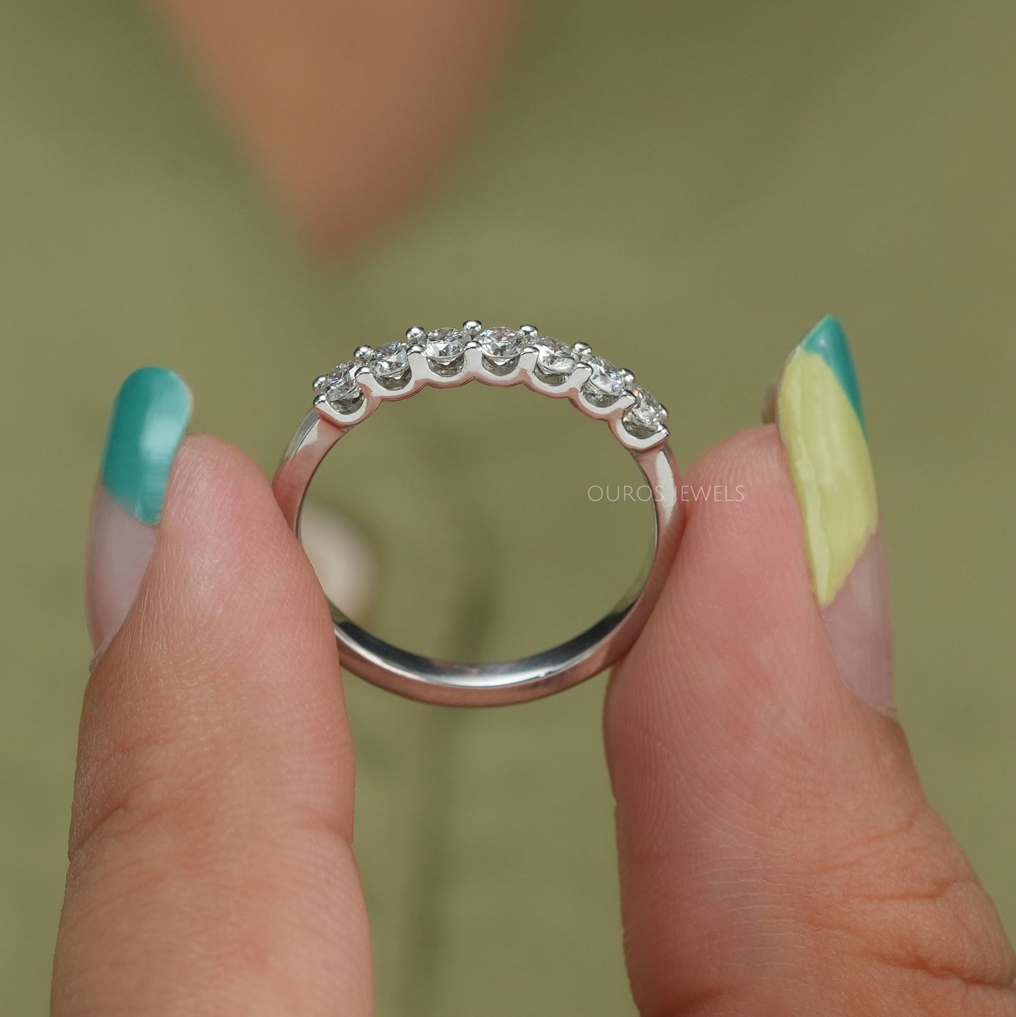 7 Stone Round  Cut Lab Diamond  Ring