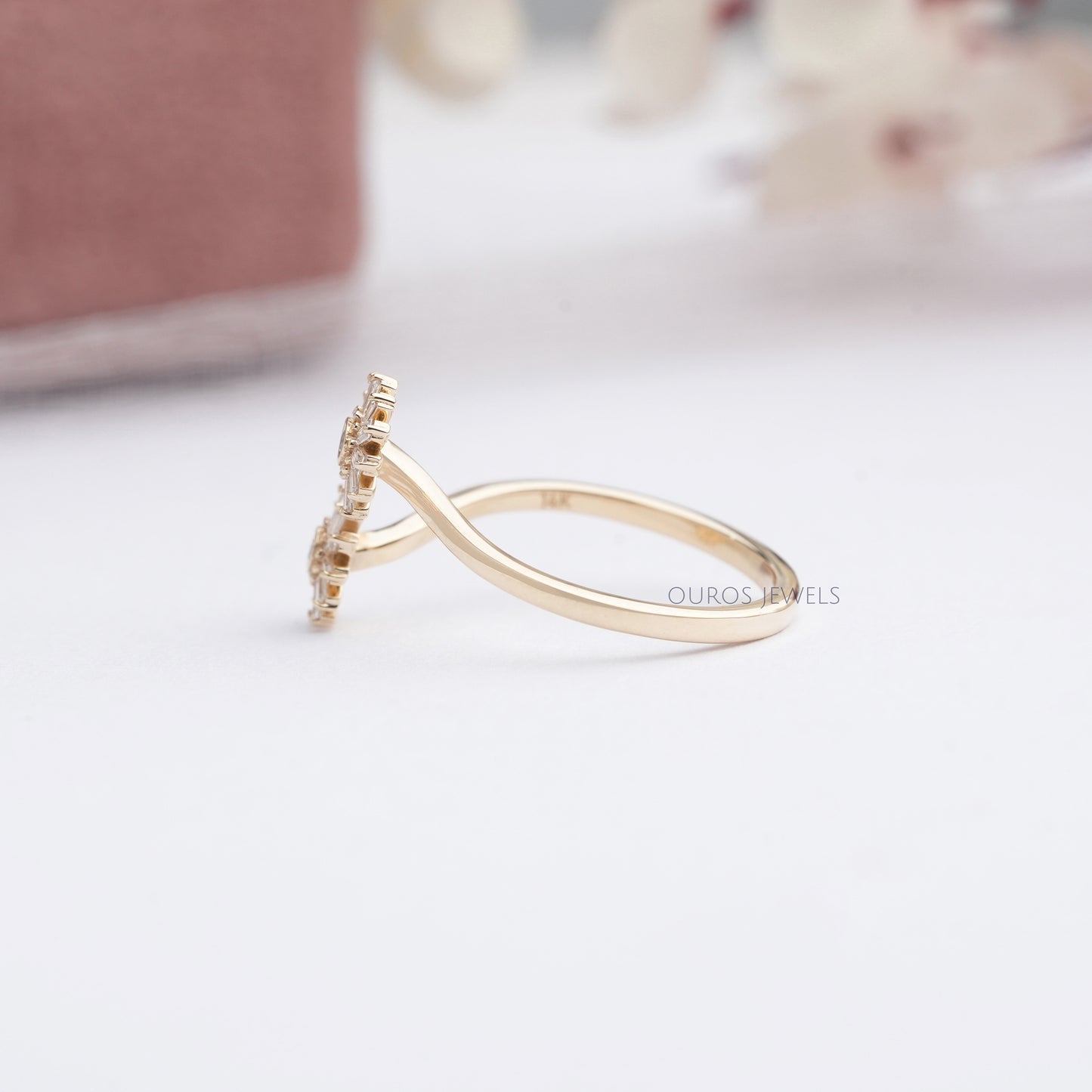 Tapered Baguette Cut Twin Flower Shape Ring