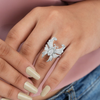Round Diamond Butterfly Wedding Ring