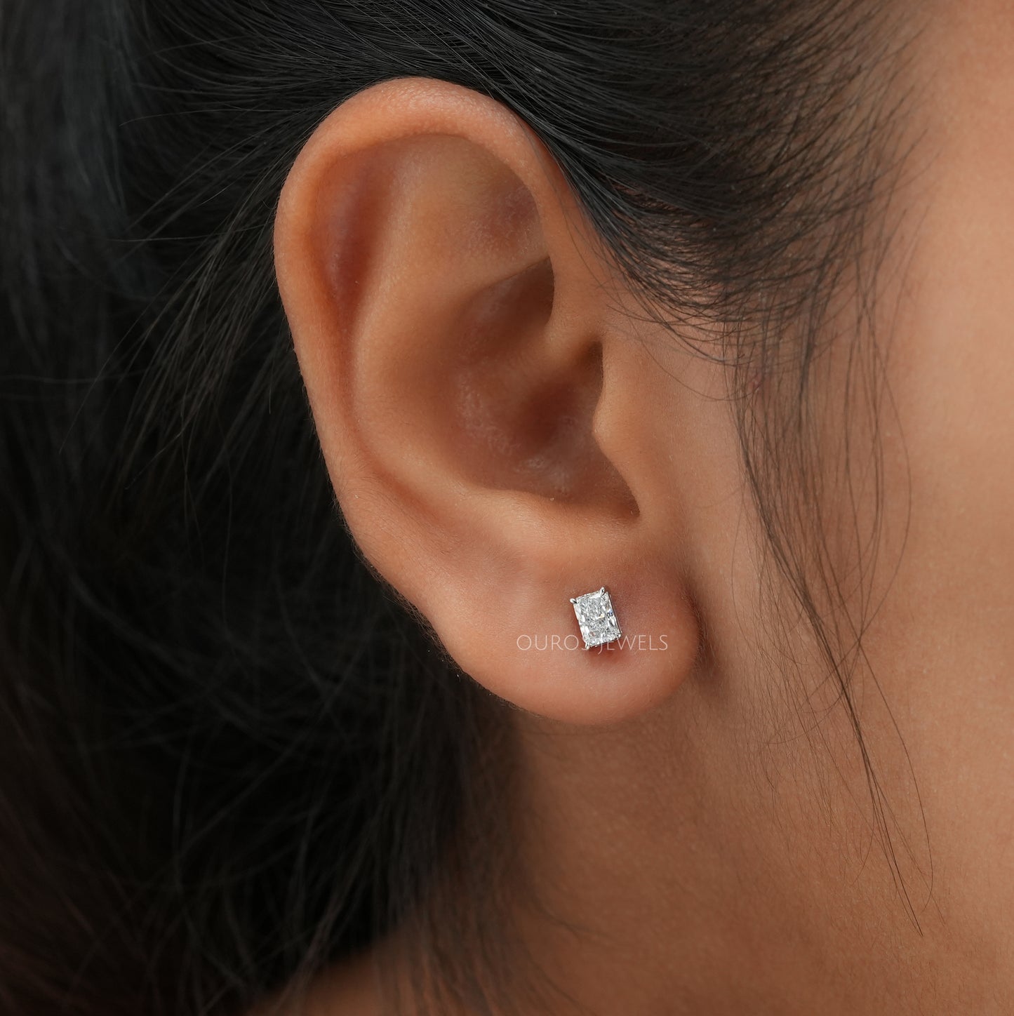 Radiant  Cut  Lab Diamond Stud