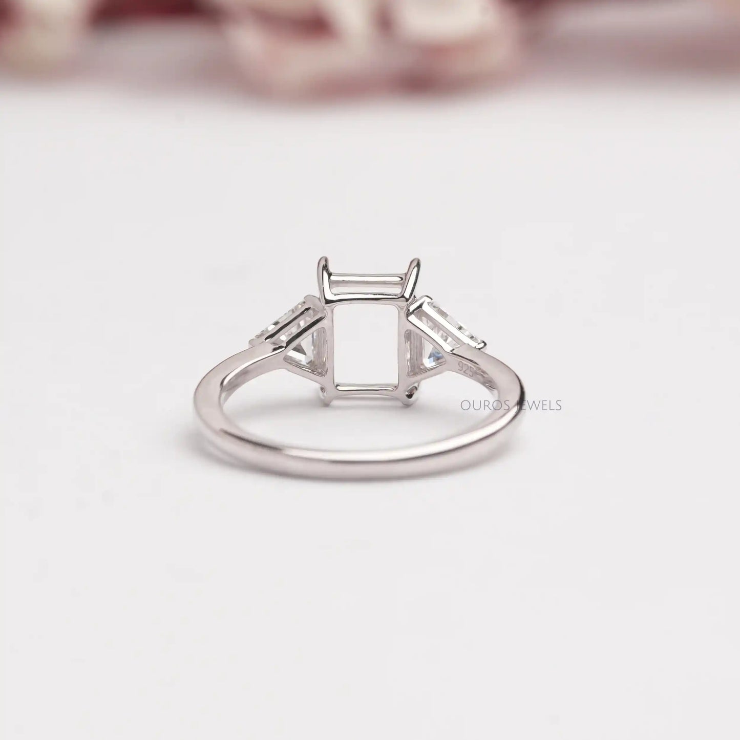 Three Stone  Step Cut Calf'Head   Lab Diamond  Ring