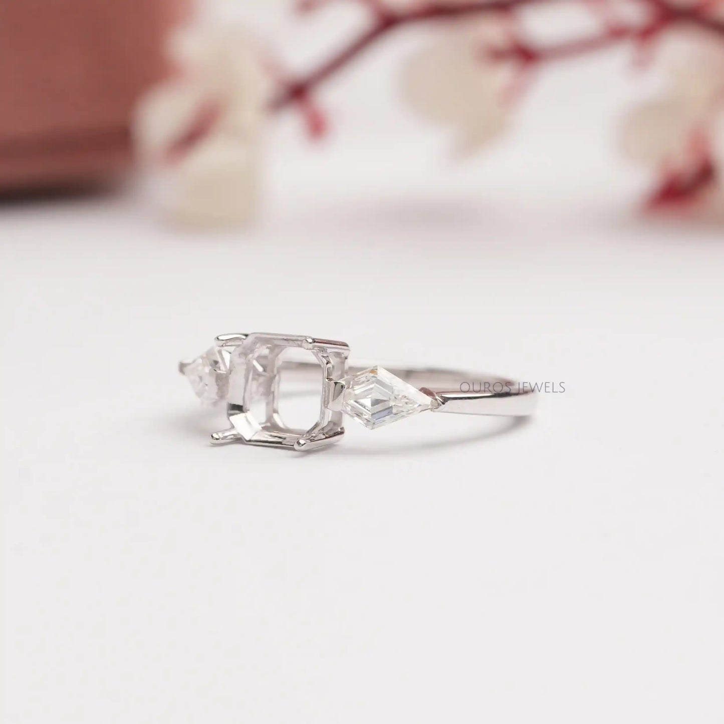 Fancy  Kite Cut 3 Stone Engagement Ring