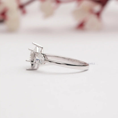 Octagon  Cut  Three Stone Dainty Ring
