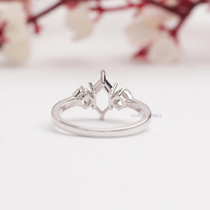 Octagon  Cut  Three Stone Dainty Ring