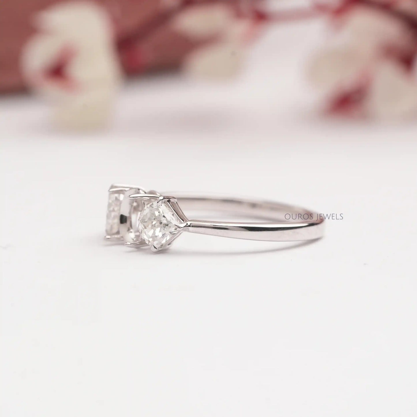 3 Stone Antique  Cut  Mount Ring