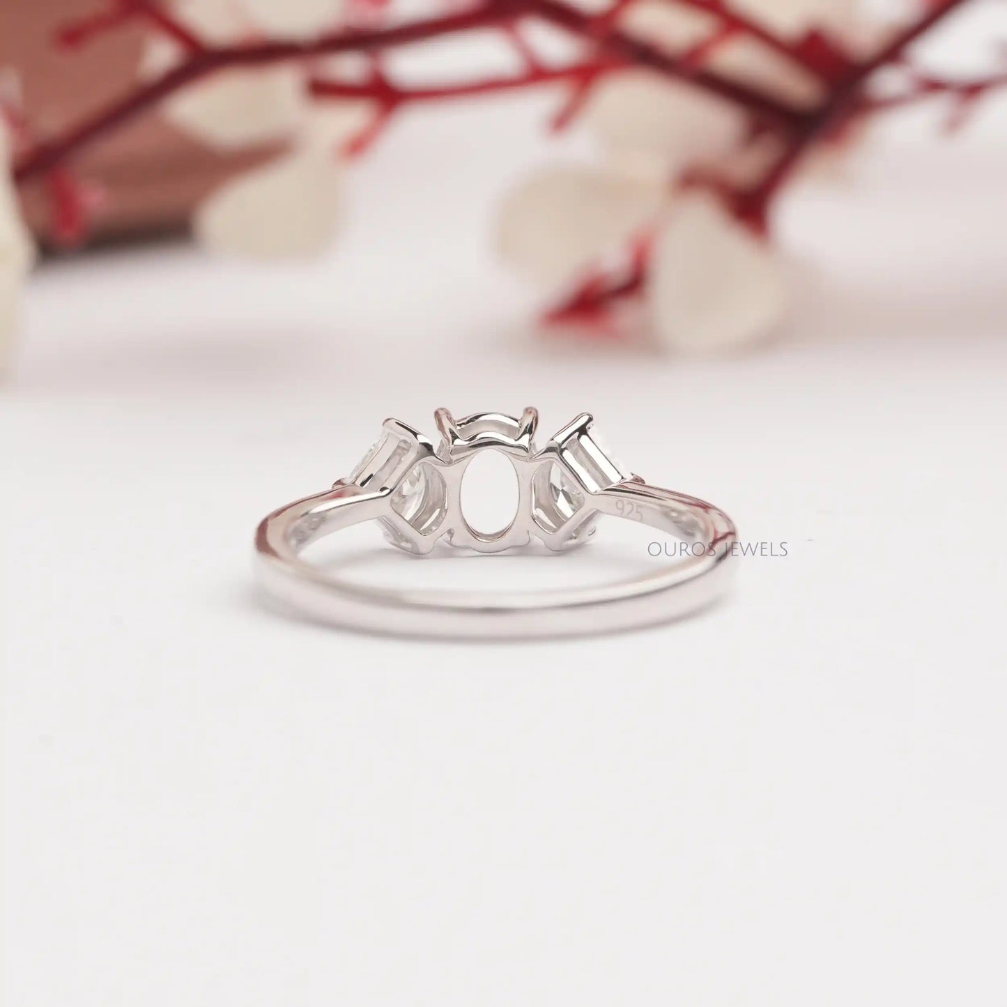 3 Stone Antique  Cut  Mount Ring